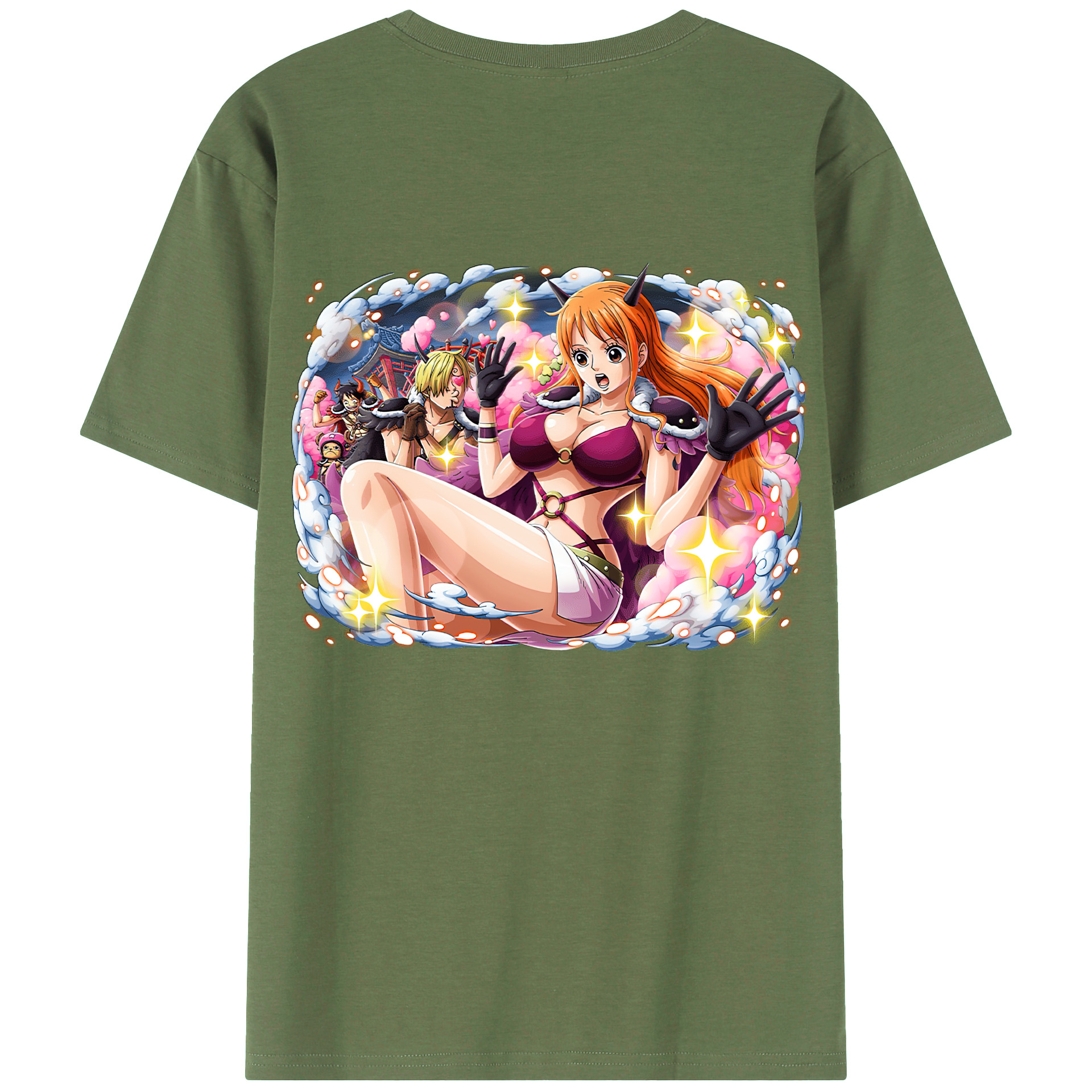 （画像用） ワンピース ナミ ONE PIECE Nami 綿100％ メンズ半袖Tシャツ（バックプリント） 通気性
